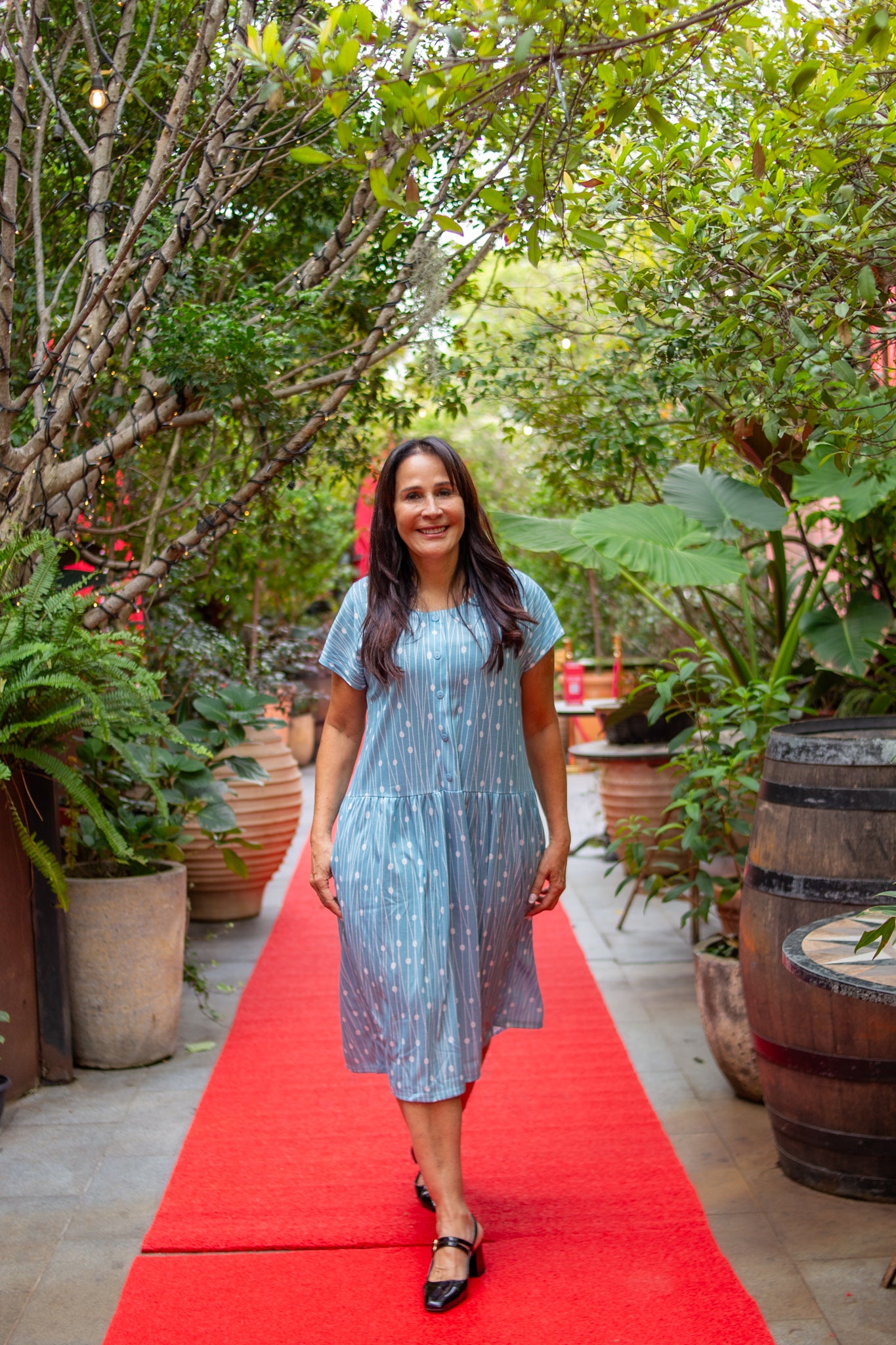 Aqua Fresca Drop Waist Dress With Short Sleeves