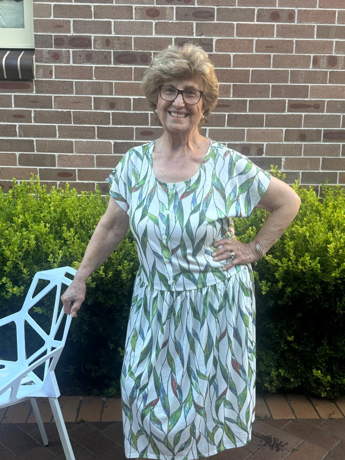 Livorno Leaf Drop Waist Dress with Short Sleeves