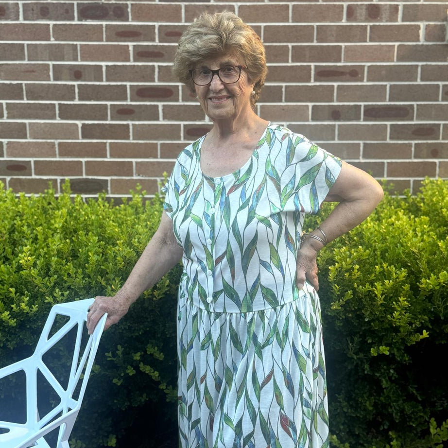 Livorno Leaf Drop Waist Dress with Short Sleeves
