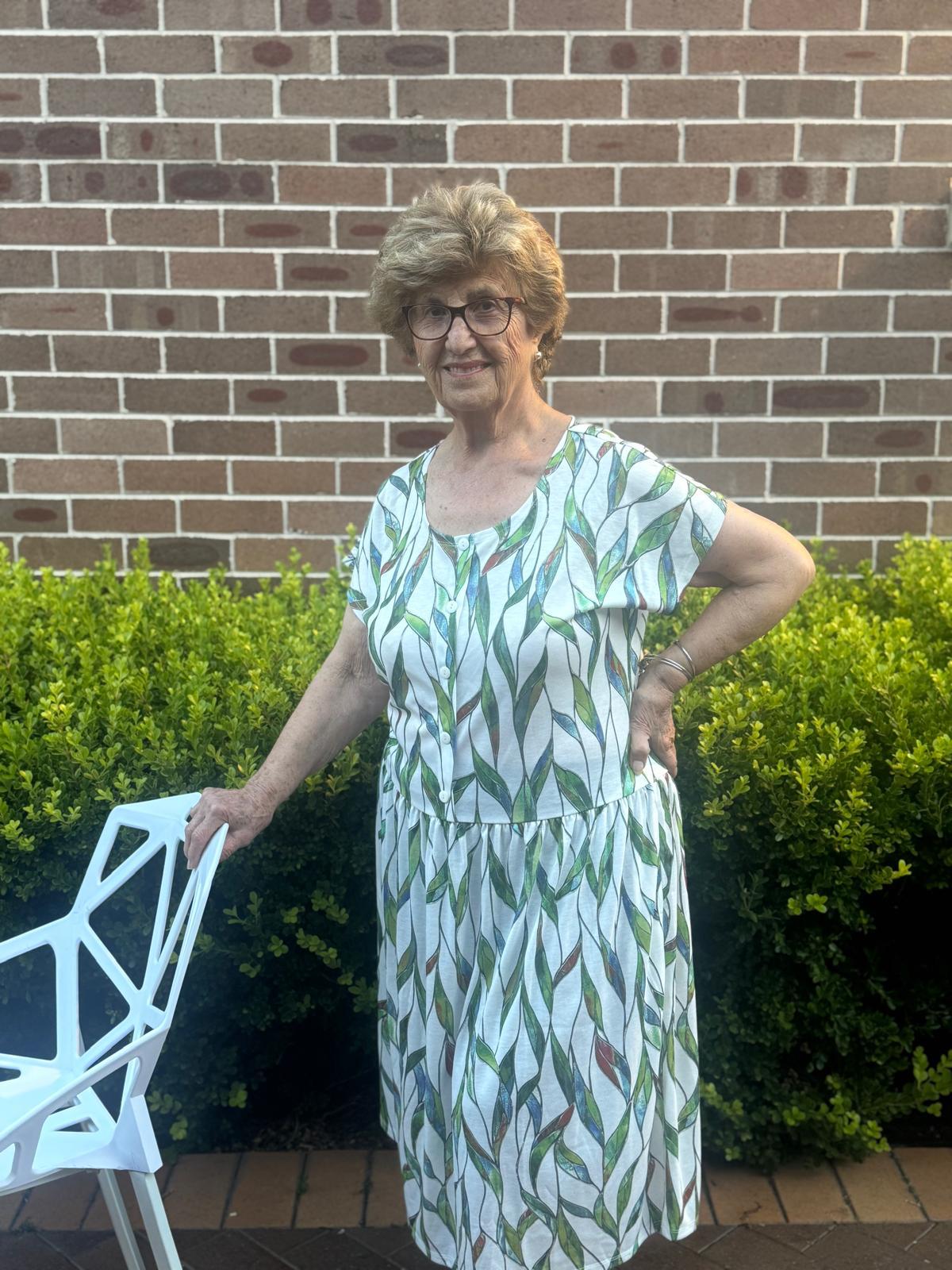 Livorno Leaf Drop Waist Dress with Short Sleeves