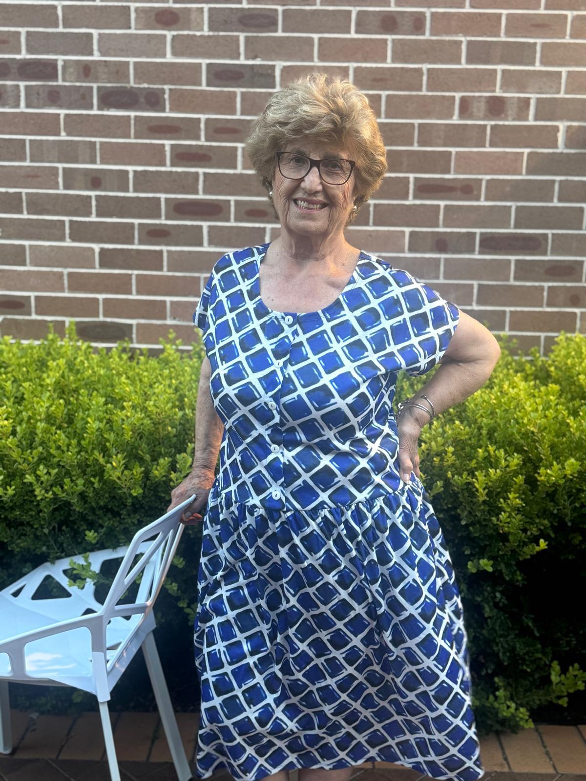 Niagra Navy Drop Waist Dress with Short Sleeves