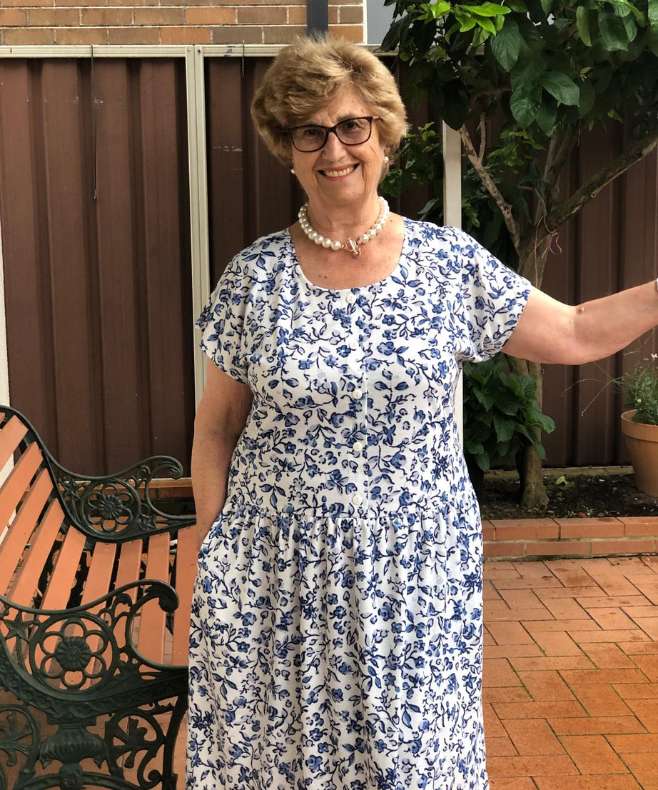 Amalfi Drop Waist Dress With Short Sleeves