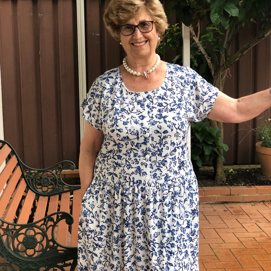 Amalfi Drop Waist Dress With Short Sleeves