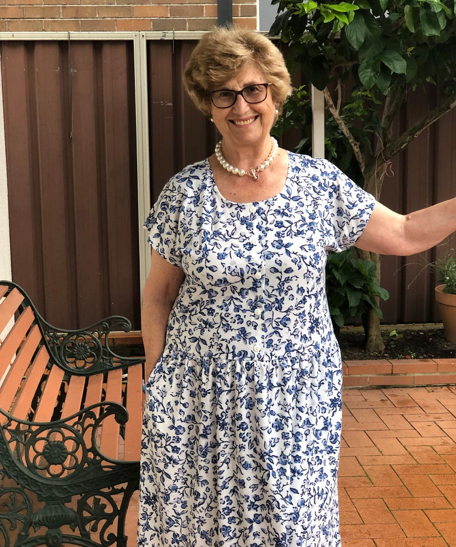 Amalfi Drop Waist Dress With Short Sleeves