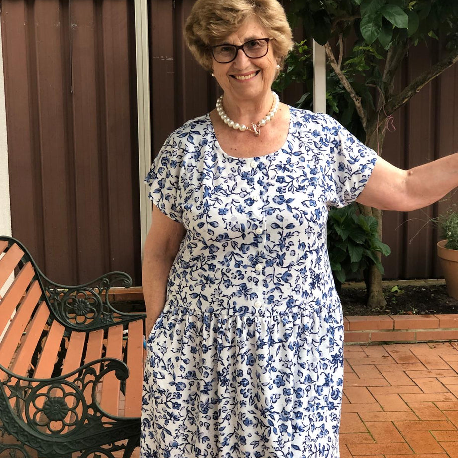 Amalfi Drop Waist Dress With Short Sleeves