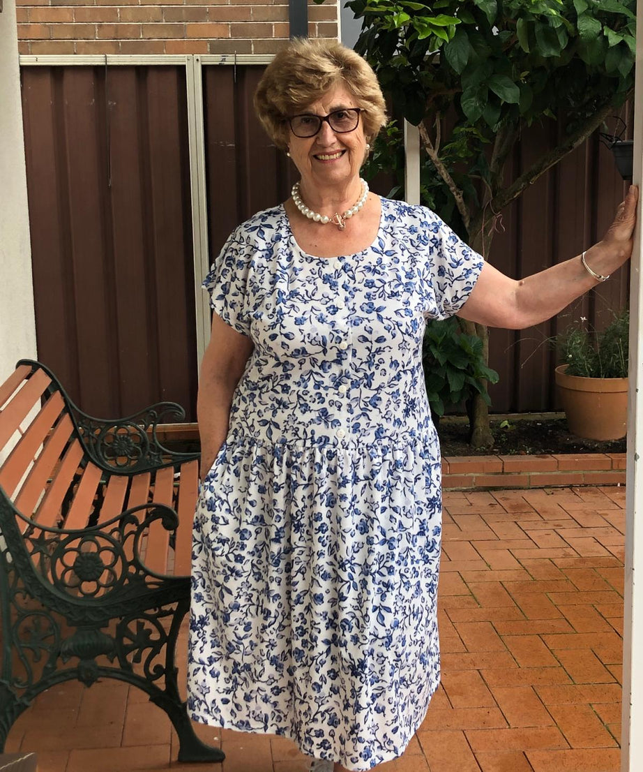 Amalfi Drop Waist Dress With Short Sleeves