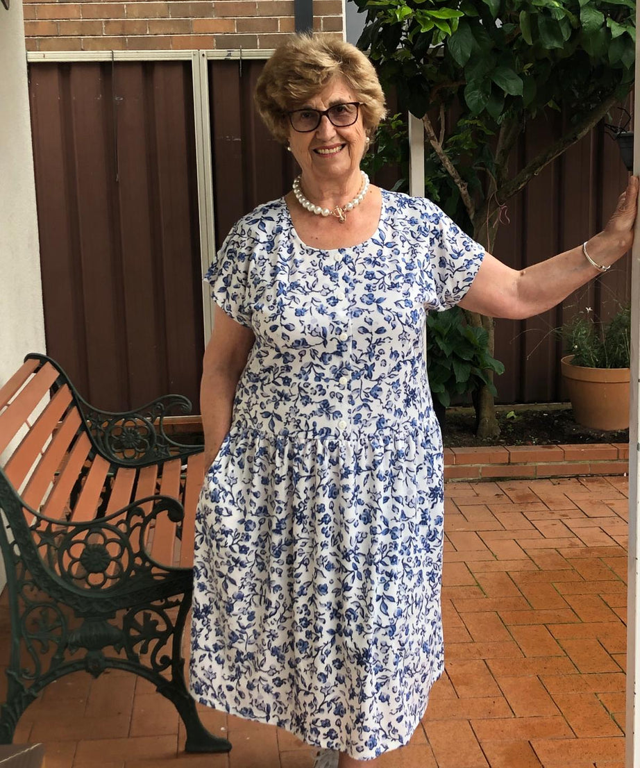 Amalfi Drop Waist Dress With Short Sleeves