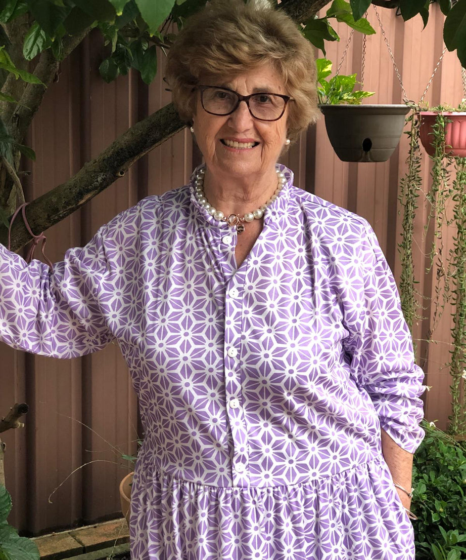 L/S Diamond Belle Drop Waist Dress With Long Sleeves