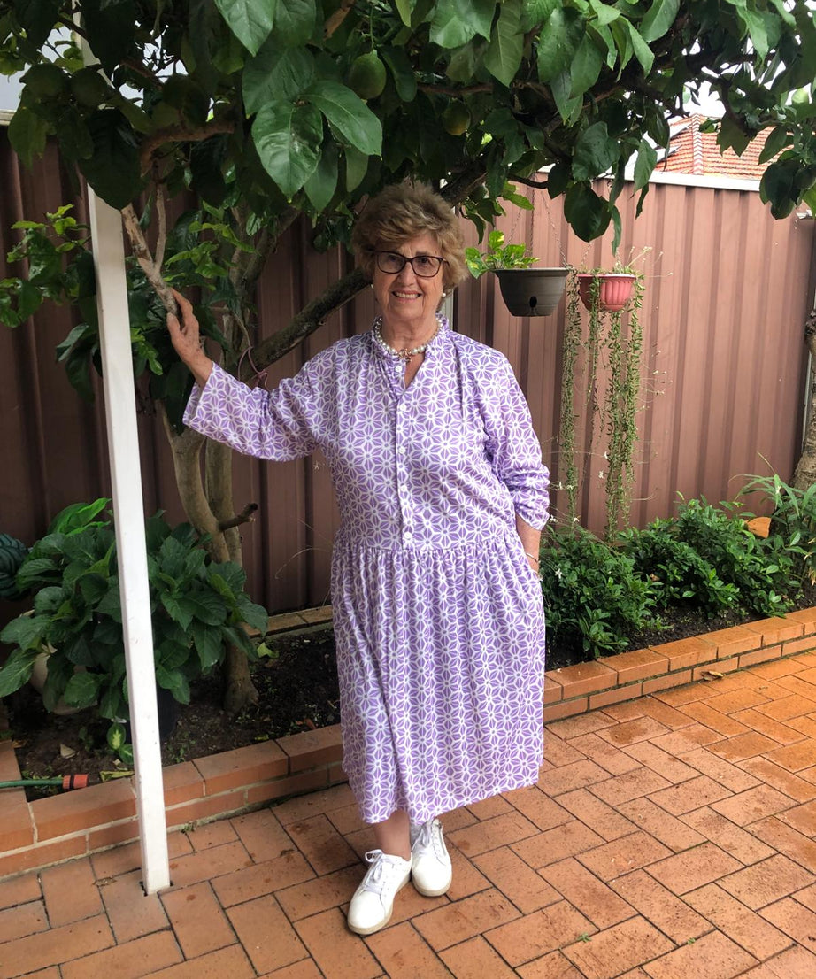 L/S Diamond Belle Drop Waist Dress With Long Sleeves