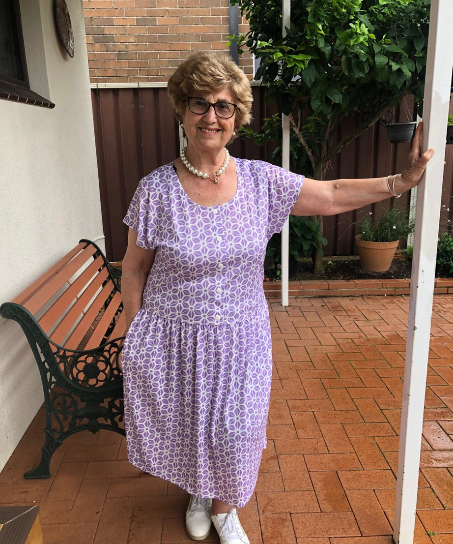 Diamond Belle Drop Waist Dress With Short Sleeves