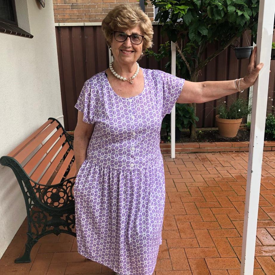 Diamond Belle Drop Waist Dress With Short Sleeves