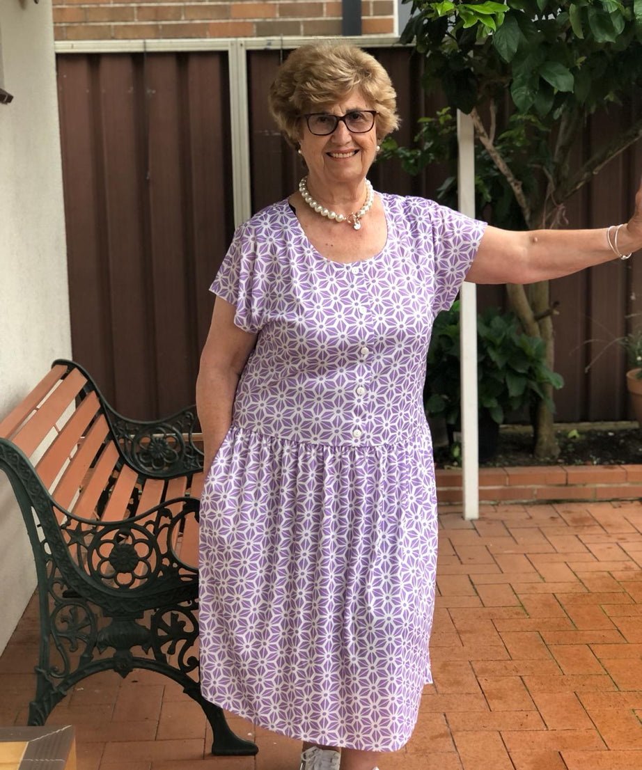 Diamond Belle Drop Waist Dress With Short Sleeves