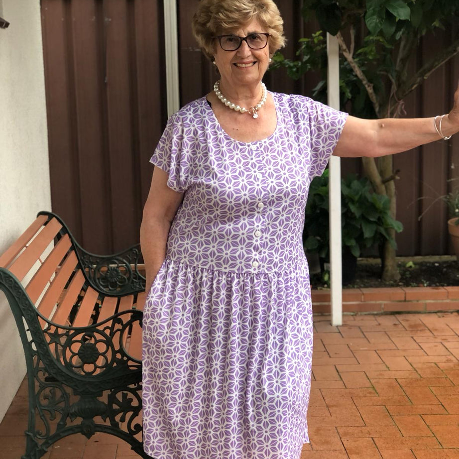 Diamond Belle Drop Waist Dress With Short Sleeves
