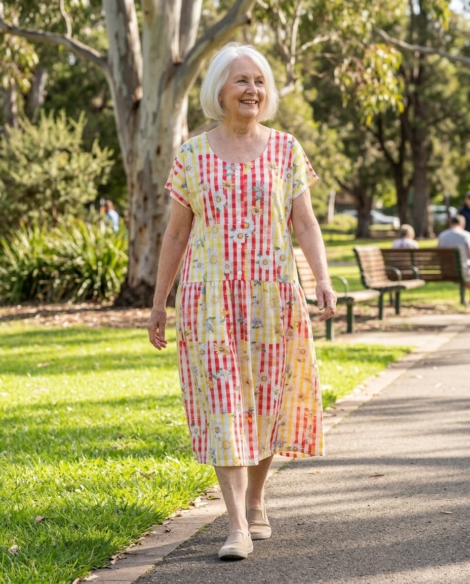 Picnic Bloom Drop Waist Dress with Short Sleeve