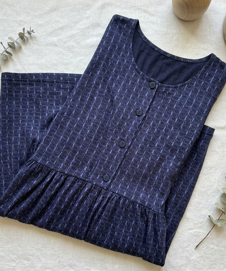 Midnight Maze Drop Waist Dress with Short Sleeve