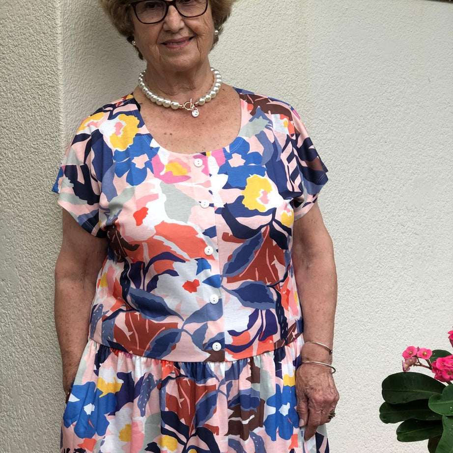 Tuscan Drop Waist Dress With Short Sleeves