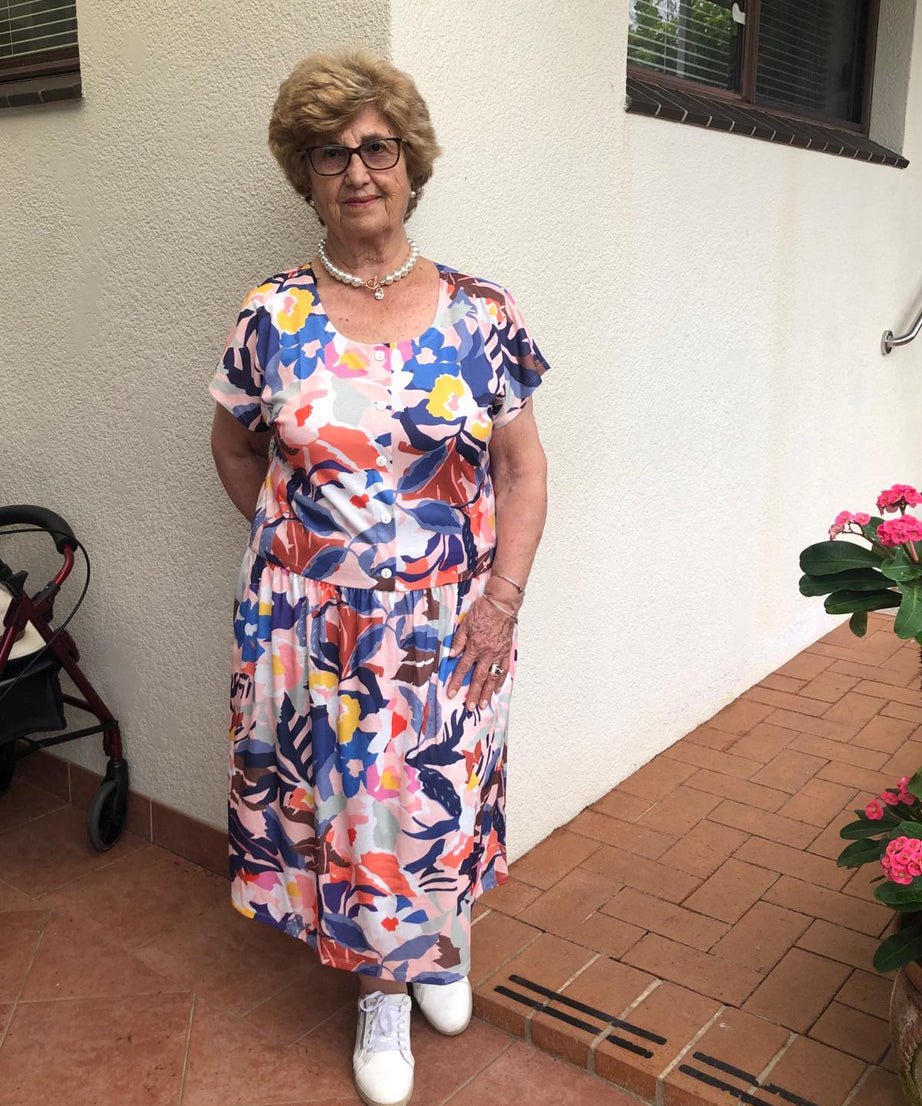 Tuscan Drop Waist Dress With Short Sleeves