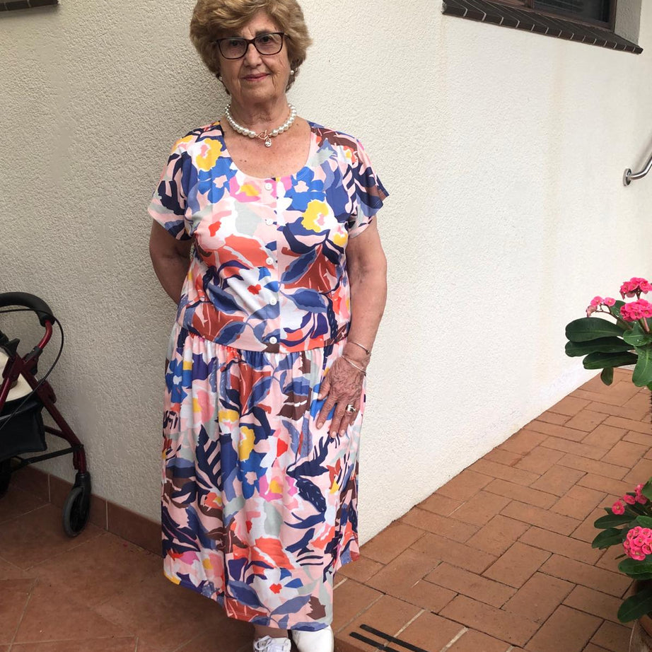 Tuscan Drop Waist Dress With Short Sleeves