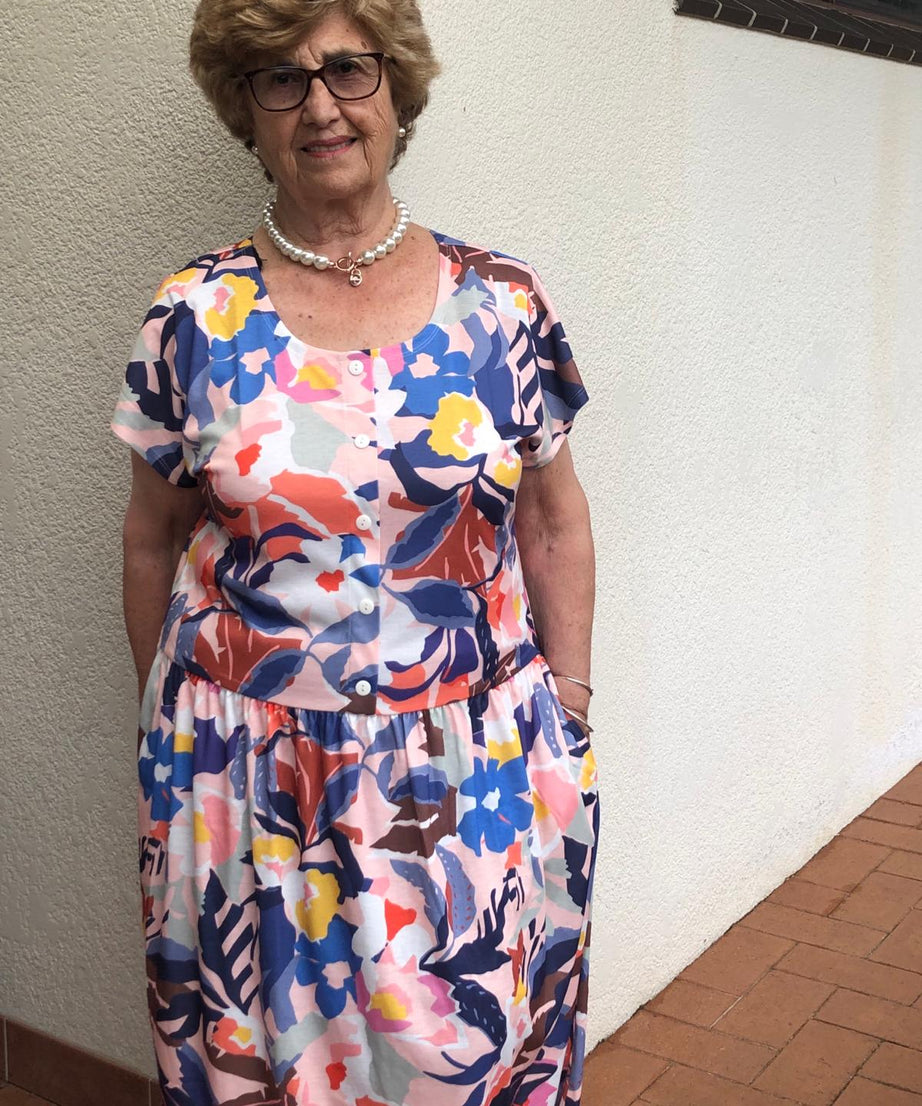 Tuscan Drop Waist Dress With Short Sleeves