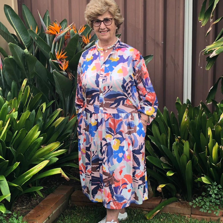 L/S Tuscan Drop Waist Dress With Long Sleeves