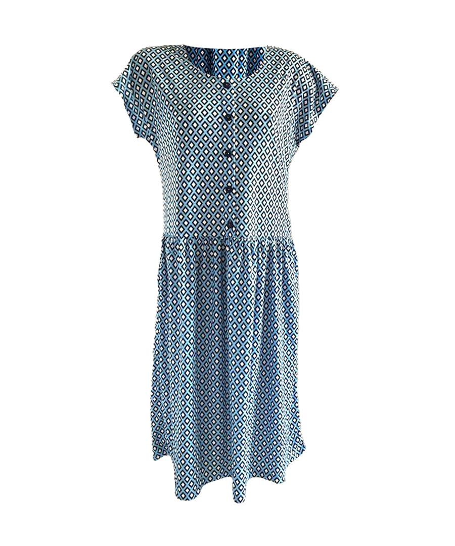 BEST SELLING! Geometric Print Easy On Easy Off Drop Waist Dress (with pockets) - Easy On Easy Off Products (inc NEW DROP WAIST DRESSES)