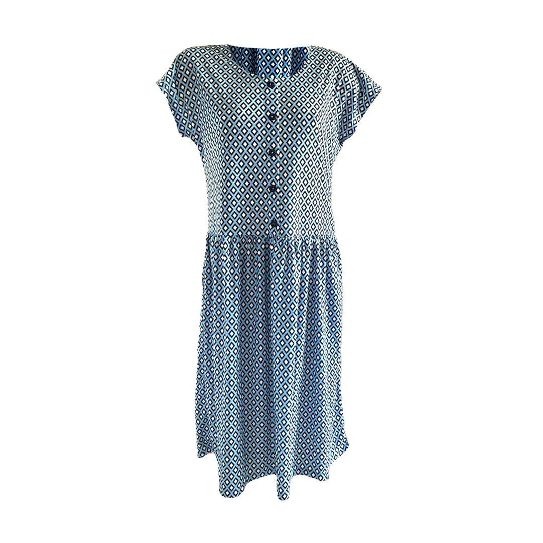 BEST SELLING! Geometric Print Easy On Easy Off Drop Waist Dress (with pockets) - Easy On Easy Off Products (inc NEW DROP WAIST DRESSES)