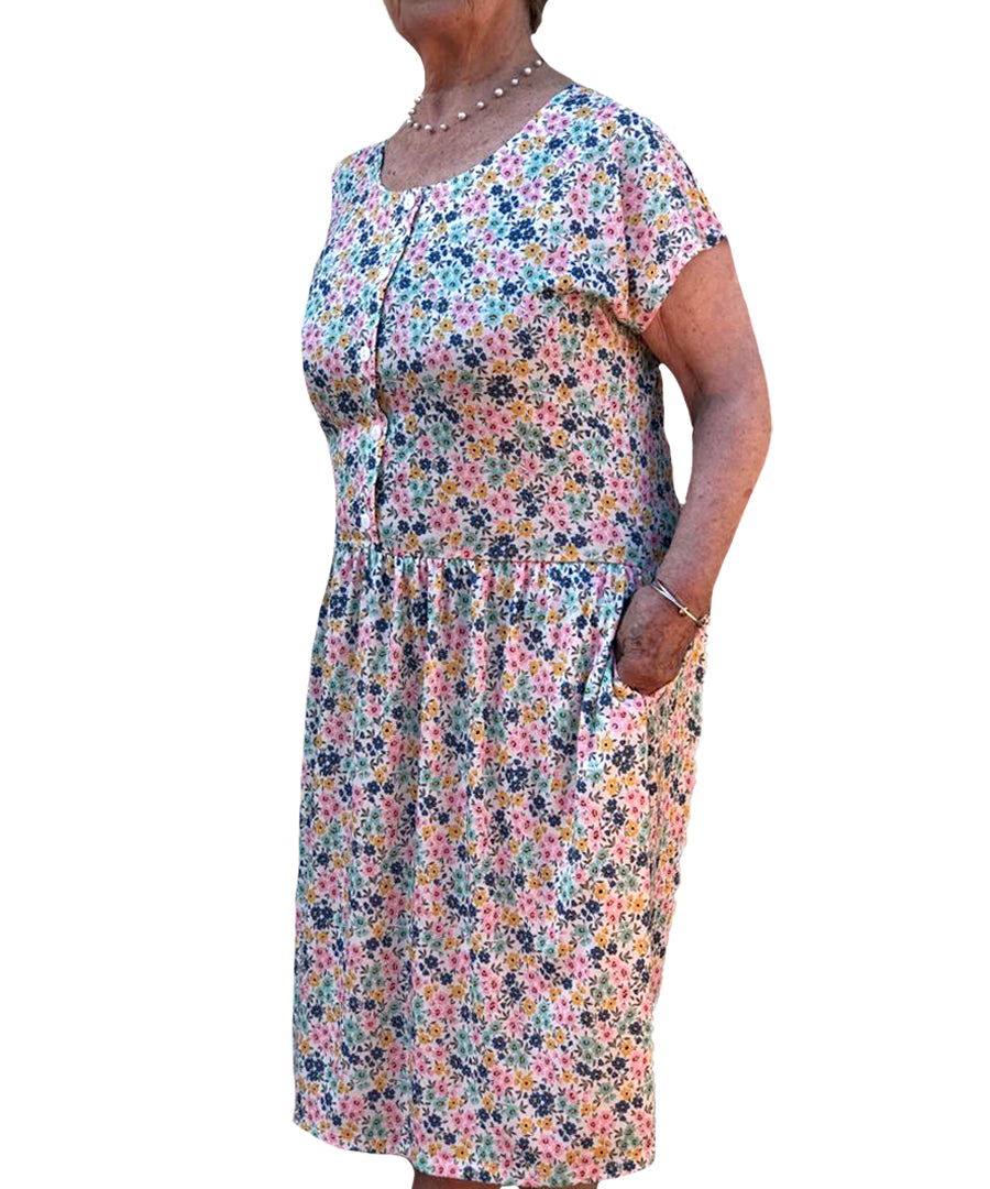 BEST SELLING Floral Easy On Easy Off Drop Waist Dress (with pockets) - Easy On Easy Off Products (inc NEW DROP WAIST DRESSES)
