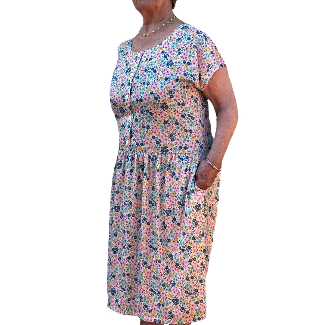 BEST SELLING Floral Easy On Easy Off Drop Waist Dress (with pockets) - Easy On Easy Off Products (inc NEW DROP WAIST DRESSES)