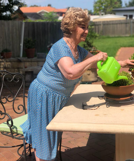 Geometric Print Drop Waist Dress With Short Sleeves