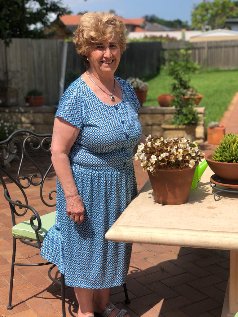 Geometric Print Drop Waist Dress With Short Sleeves