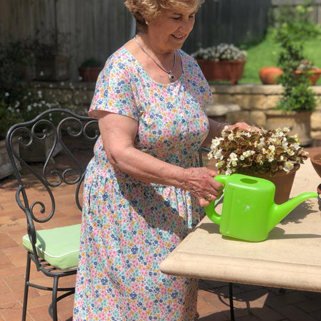 Floral Drop Waist Dress With Short Sleeves