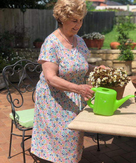 Floral Drop Waist Dress With Short Sleeves