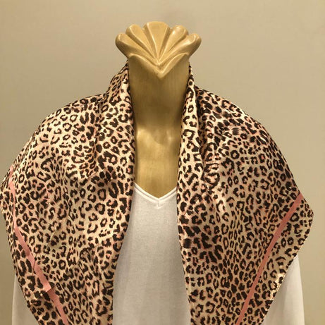 EOEO Pink Animal Print Silk Scarf