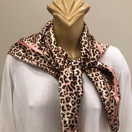 EOEO Pink Animal Print Silk Scarf
