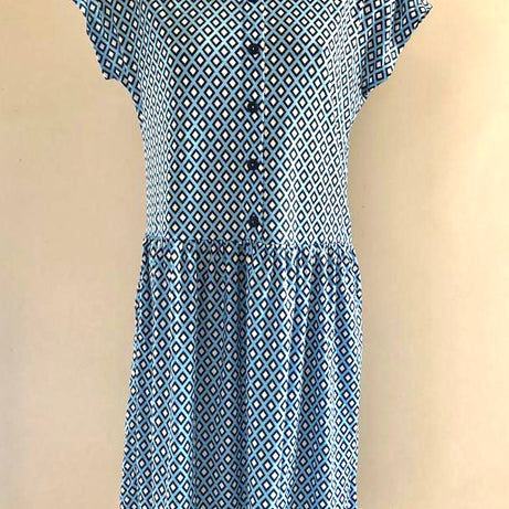 BEST SELLING! Geometric Print Easy On Easy Off Drop Waist Dress (with pockets) - Easy On Easy Off Products (inc NEW DROP WAIST DRESSES)