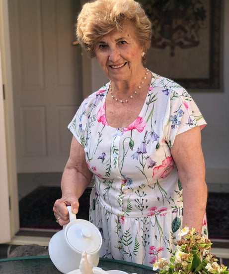 Capri Fleur Drop Waist Dress With Short Sleeves & Pockets