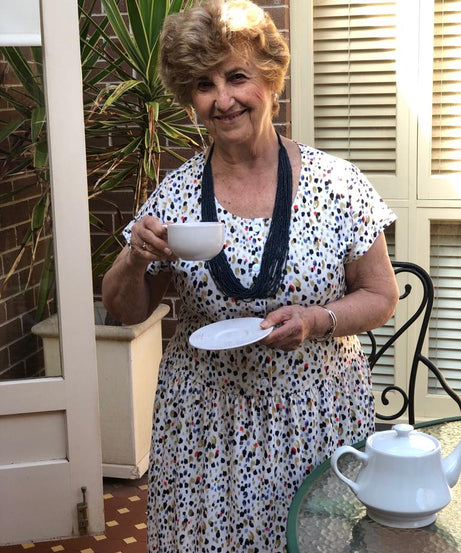 Multi Dot Drop Waist Dress With Short Sleeves & Pockets