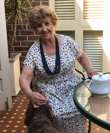 Multi Dot Drop Waist Dress With Short Sleeves & Pockets