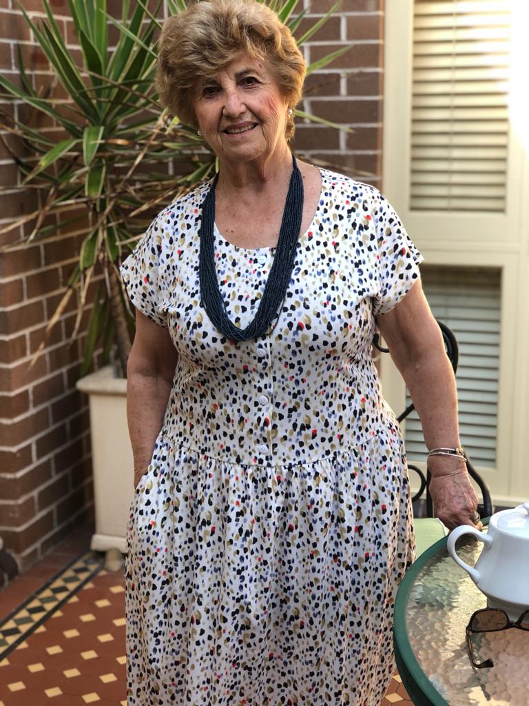 Multi Dot Drop Waist Dress With Short Sleeves & Pockets