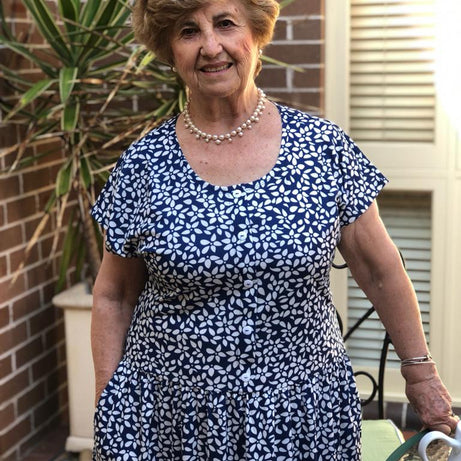 Petite Petal Drop Waist Dress With Short Sleeves