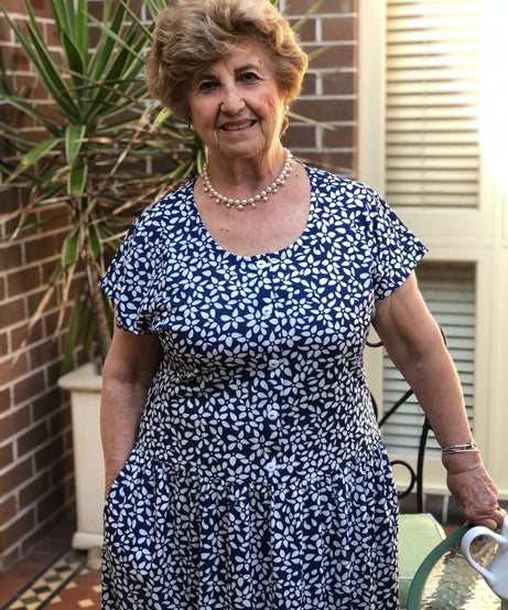 Petite Petal Drop Waist Dress With Short Sleeves