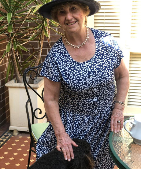 Petite Petal Drop Waist Dress With Short Sleeves