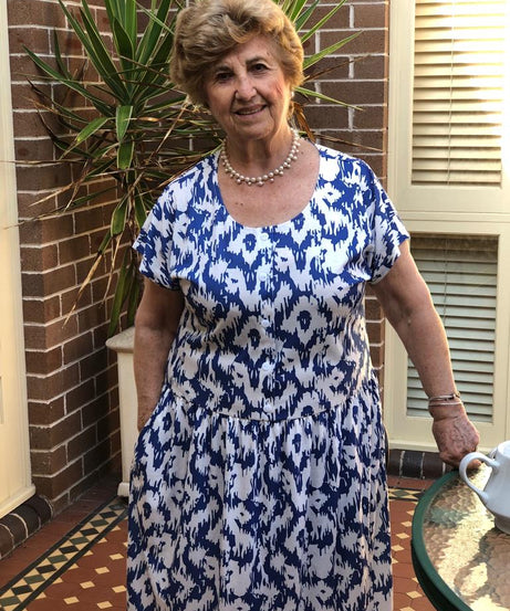 Milano Swirl Drop Waist Dress With Short Sleeves