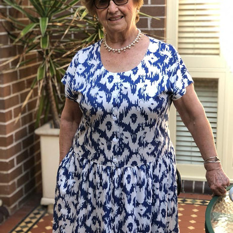Milano Swirl Drop Waist Dress With Short Sleeves
