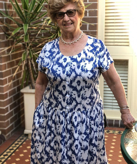 Milano Swirl Drop Waist Dress With Short Sleeves