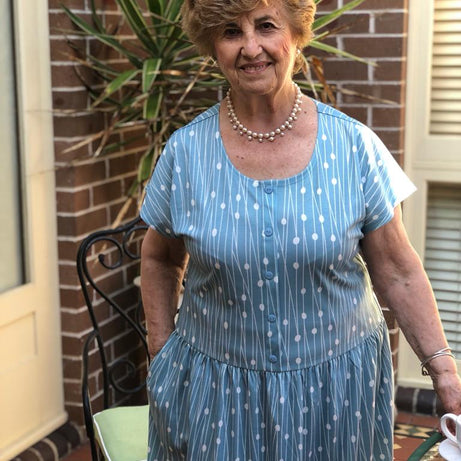 Aqua Fresca Drop Waist Dress With Short Sleeves