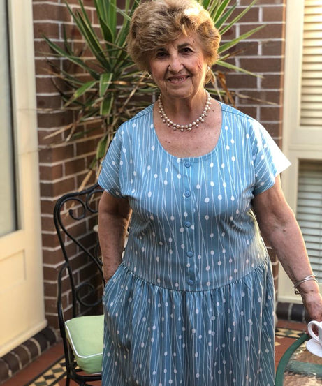 Aqua Fresca Drop Waist Dress With Short Sleeves